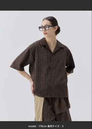 soerte 루즈 하프 슬리브 오픈 카라 셔츠
