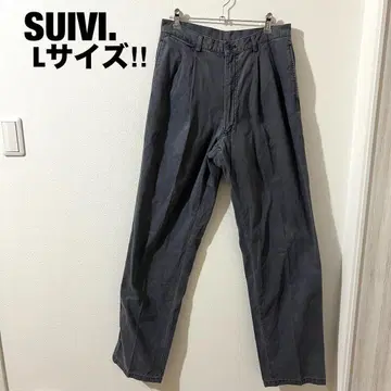 SUIVI 스이비 치노 팬츠 빅 사이즈 L 그레이 코튼 100%