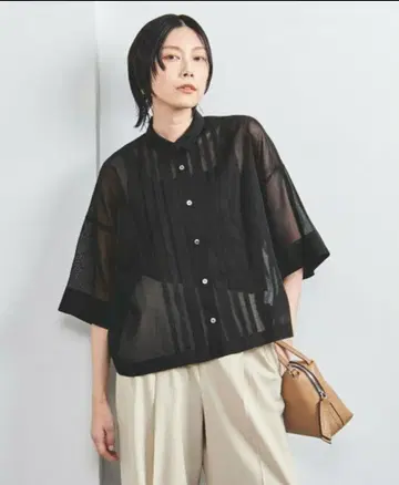 유나이티드 애로우즈 오간자 턱 블라우스