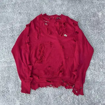 [ y2k ] LACOSTE 라코스테 리메이크 니트 보로 가공 noill
