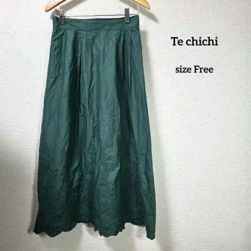 Te chichi 초화 무늬 자수 플레어 스커트 Free 그린