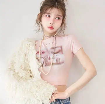 다리치 darich 레이디 포토 컴팩트 T셔츠 핑크
