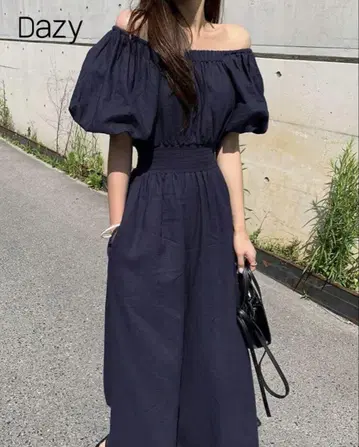 Dazy 네이비 오프숄더 롱 원피스