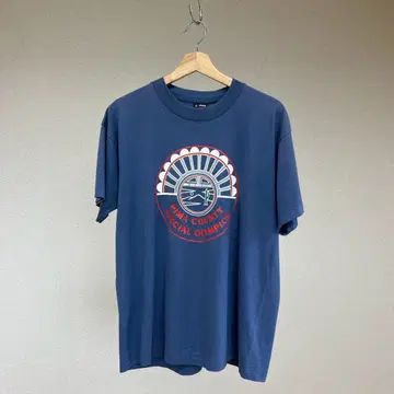 90s USA제 네이비 프린트 티셔츠 L 사이즈 로고 빈티지