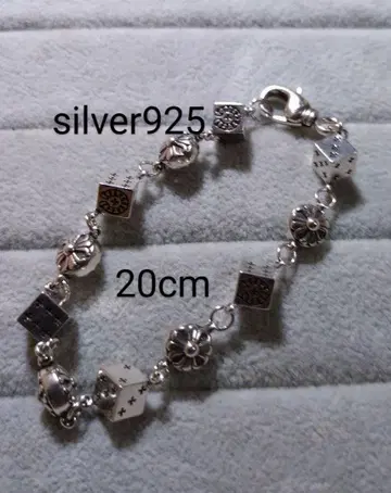 silver925 주사위 팔찌 20cm 남녀 공용 젠더리스