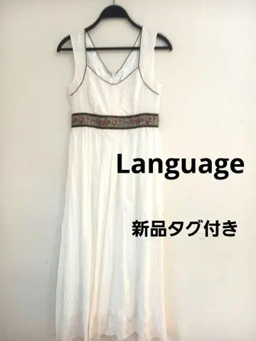 택 포함 새상품 Language 랭귀지 롱 원피스 흰색 화이트 자수