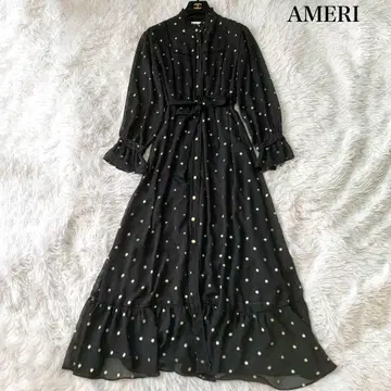 AMERI VINTAGE 스파클 도트 롱 원피스 M 벨티드