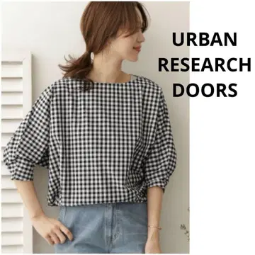 URBAN RESEARCH DOORS 깅엄 체크 돌먼 블라우스