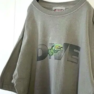 다이버 DIVE Bonaire 자수 티셔츠 L 카키 그린 구제 의류
