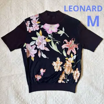 LEONARD 레오나르 꽃무늬 반팔 티셔츠 블랙 계열 M