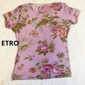 ETRO 에트로 꽃무늬 티셔츠 핑크 계열 이탈리아제 M 사이즈 상당