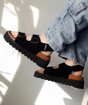 +5cm 하이솔 더블 벨트 볼륨 디자인 샌들 / 000014
