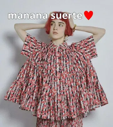 manana suerte 오리지널 프린트 티어드 블라우스
