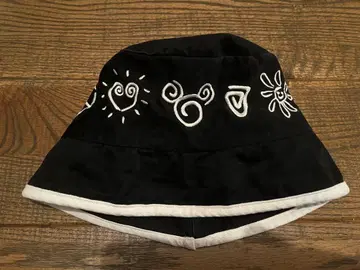 디즈니 빈티지 피스 러브 앤 미키 버킷 햇 블랙