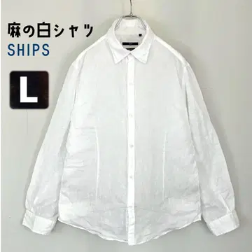 쉽스 린넨 셔츠/린넨 화이트 셔츠 SHIPS 슬림핏 남성용 L
