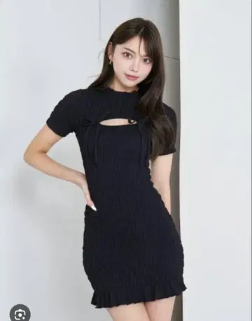 Darich 리본 셔링 미니 원피스