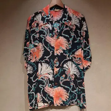 50s HAWAIIAN Kamehameha 알로하 셔츠 알로하 블랙