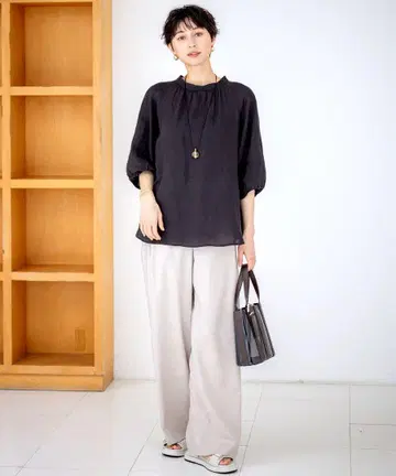 23구 [세탁 가능] LIBECO 린넨 볼륨 슬리브 블라우스 린넨