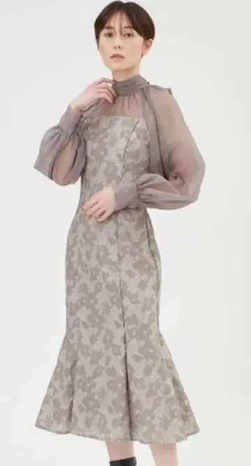 FRAY I.D 글로시 레이스 자카드 원피스