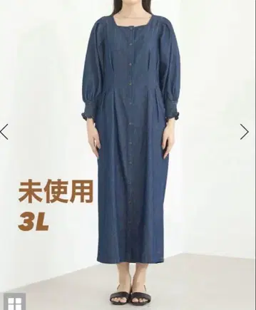 LAVEAMNGE 데님 허리 턱 원피스 3L