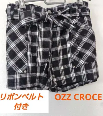 OZZ CROCE 체크 숏팬츠 [리본 벨트 포함]