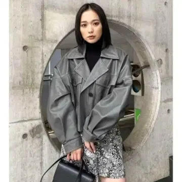 MURUA 인조 가죽 숏 자켓 그레이