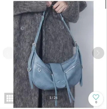 EMODA 더블 지퍼 숄더백 블루