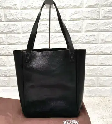 SLOW 가죽 토트백 대용량 블랙 서류 가방 출퇴근 통학 남녀 공용
