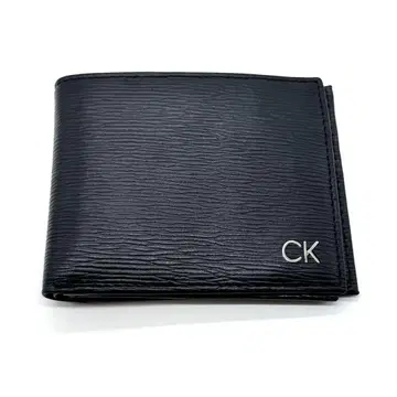 CK 블랙 가죽 접이식 지갑 로고 스타일리시