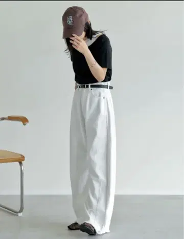 Re:EDIT 리디 밑단 프린지 배럴 레그 데님 팬츠