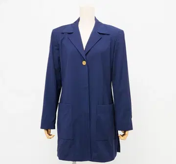 ESCADA 롱 테일러드 자켓 골드 버튼 미들 기장 네이비