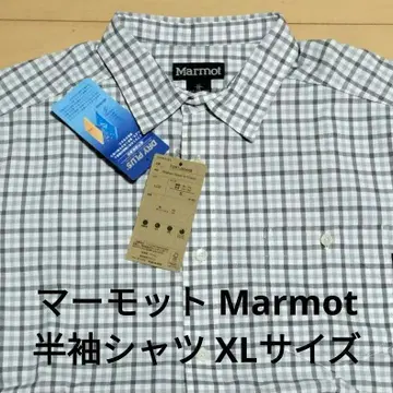 마모트 Marmot 반팔 셔츠 깅엄 체크 그레이 XL 사이즈