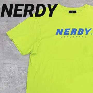 널디 NERDY 상의 반팔 티셔츠 그린 로고 프린트 M