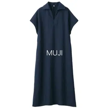 MUJI 린넨 워싱 스키퍼 칼라 반팔 원피스