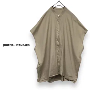 JOURNAL STANDARD 밴드 카라 린넨 혼방 프렌치 슬리브 셔츠