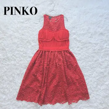 컨디션 최상 PINKO 핑코 슬리브리스 원피스 레이스 드레스 빨간색 S