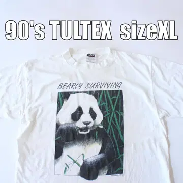 90s TULTEX 티셔츠 XL 팬더 동물 USA 빈티지 [ 189