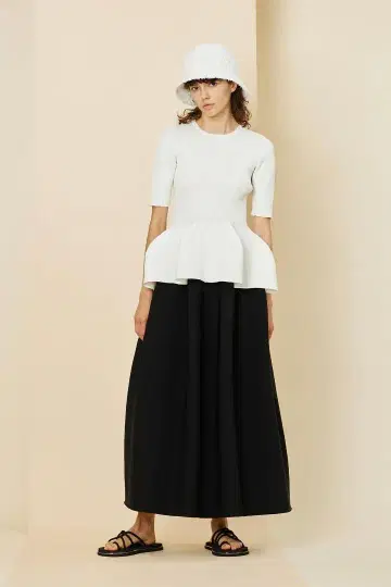 CFCL 화이트 POTTERY SHORT SLEEVE FLARE TOP