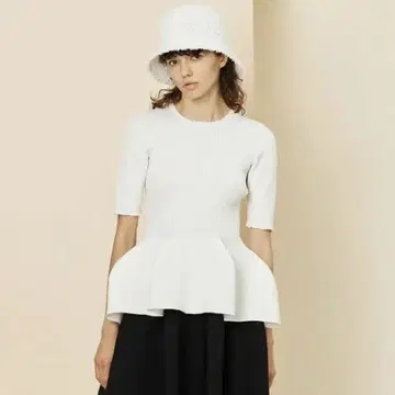 CFCL 화이트 POTTERY SHORT SLEEVE FLARE TOP