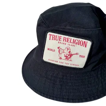 TRUE RELIGION 버킷 햇 블랙 자수 로고