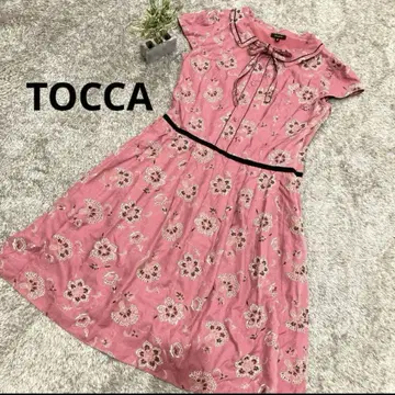 TOCCA 빅 사이즈 6 총 자수 보타이 리본 옷깃 원피스