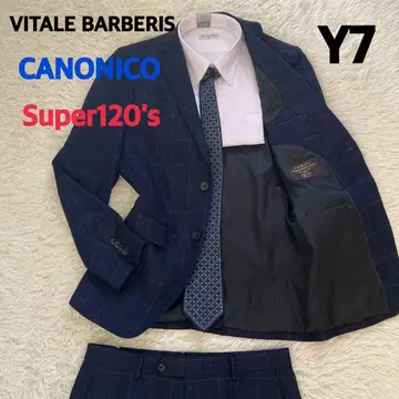 VITALE BARBERIS CANONICO 네이비 체크 수트 Y7