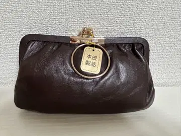 미사용 새상품 가마구치 천연 가죽 장지갑 다크 브라운