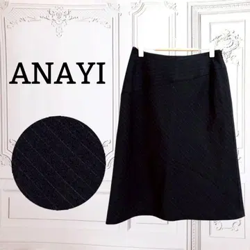 아나이 [ANAYI] 플레어 스커트 무릎 기장 [M] 블랙 울 일본제
