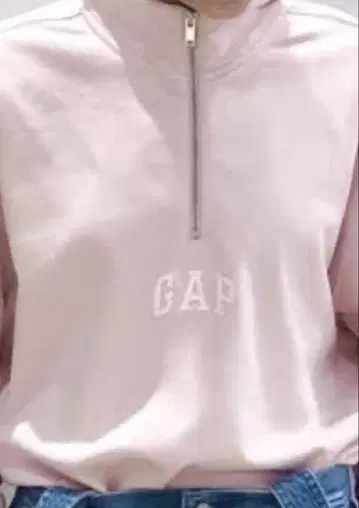 GAP 하프 지퍼 후드티 핑크