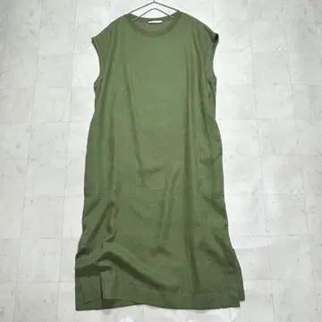 GALERIE VIE 리브 콤비 프렌치 린넨 크루넥 원피스