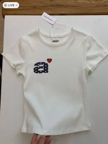 aeae 폴카 도트 자수 티셔츠 화이트
