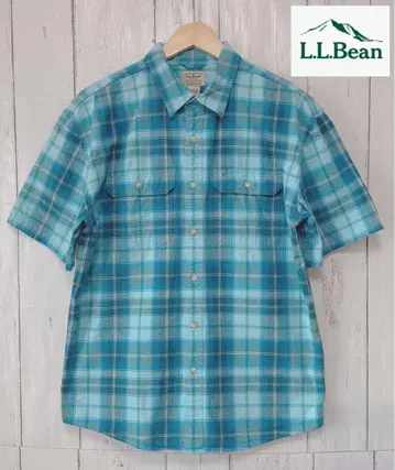 L.L.Bean 엘엘빈 터콰이즈 체크 반팔 셔츠 L 사이즈