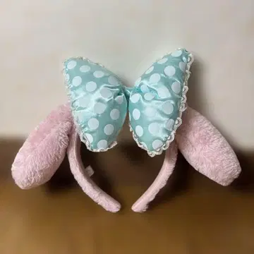 마이멜로디 스카이블루 도트 리본 포함 머리띠