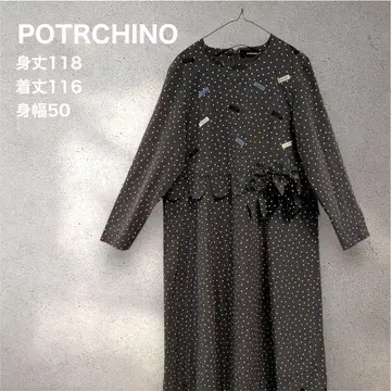 POTRCHINO 도트 무늬 리본 원피스